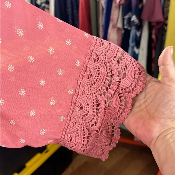 Jolt Boho Dusty Rose Geometric Print Open Front Kimono Cardigan Medium - Picture 4 of 6